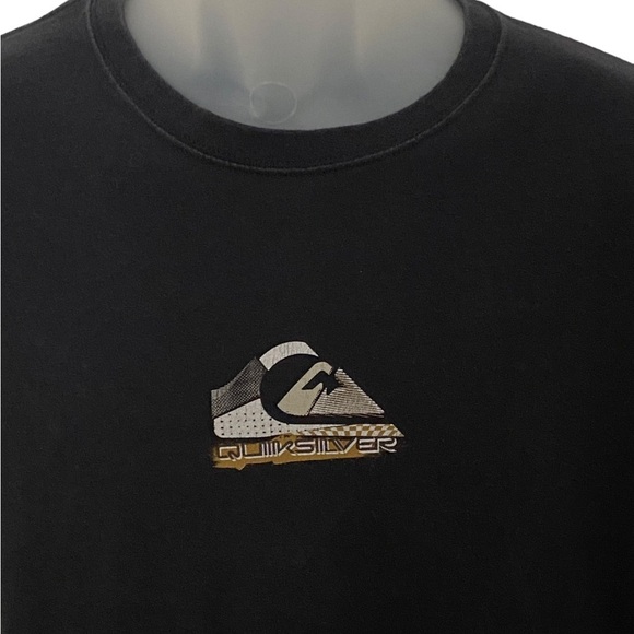 QUIKSILVER Surf Black & Gold Logo Tee Shirt Men L Large - Picture 3 of 7